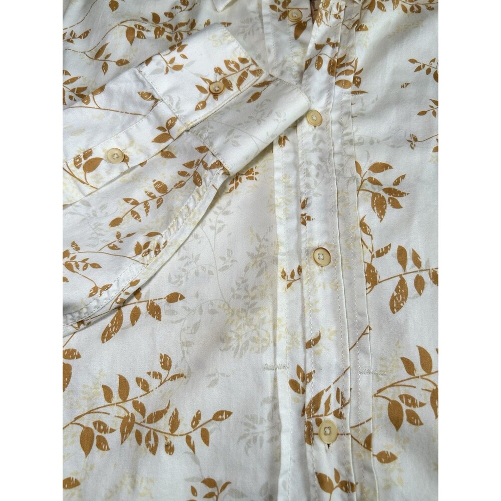 Zenfari Unique Cream Beige Cotton Leaf Print Button Up Shirt Mens Size L - Picture 9 of 13